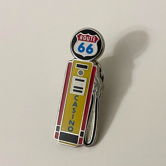Vintage Route 66 Casino Gas Pump Shaped Souvenir Enamel Lapel Pin - Picture 2 of 7